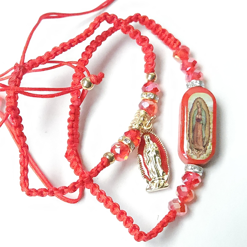 Red Religious Charm Bracelet Virgen De Guadalupe